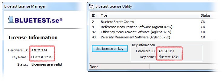 Finding Measurement Suite hardware key ID